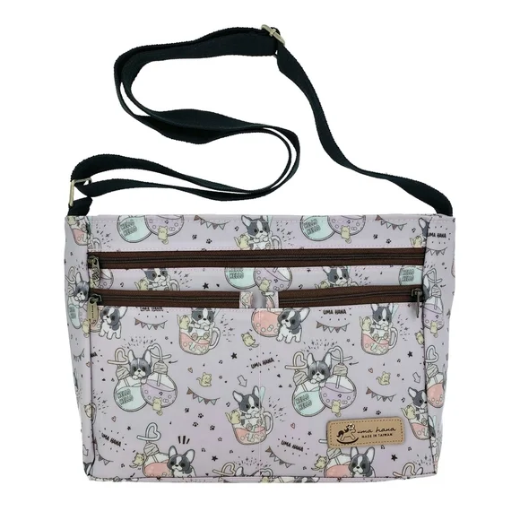 Waterproof Boba Frenchie Five Zipper Crossbody Shoulder Purse - Picture 1 of 9